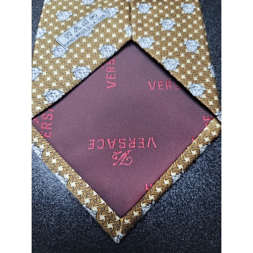 Versace Men's Necktie Gold Medusa Head Silk 4